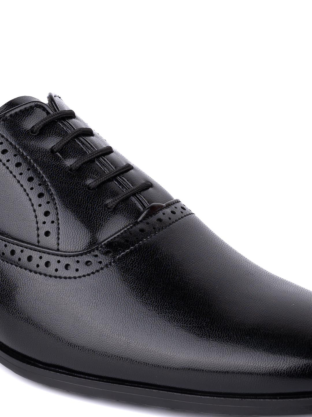 Hydes N Hues Men Black Perforated Formal Derbys