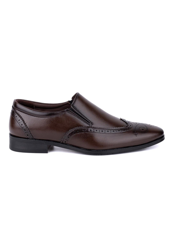 Hydes N Hues Men Brown Textured Slip-On Shoes