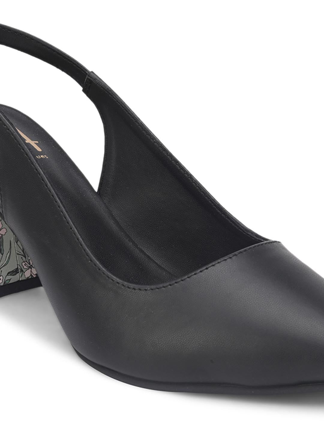 Hydes N Hues Black Block Pumps with Printed Heels