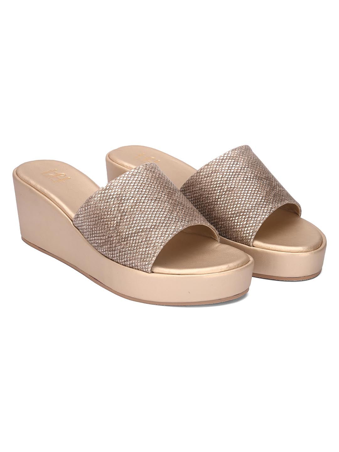 Hydes N Hues Women Gold-Toned Open Toe wedge heels