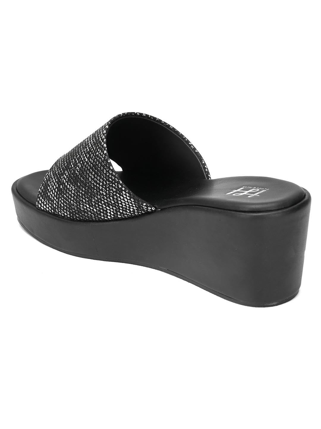 Hydes N Hues Women black -Toned Open Toe Wedge Heels