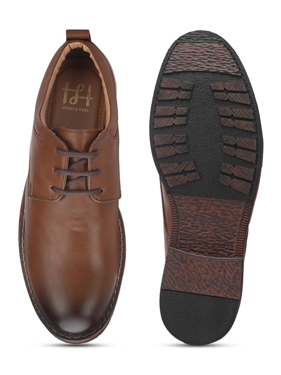 Hydes N Hues Men Brown Solid Formal Derbys