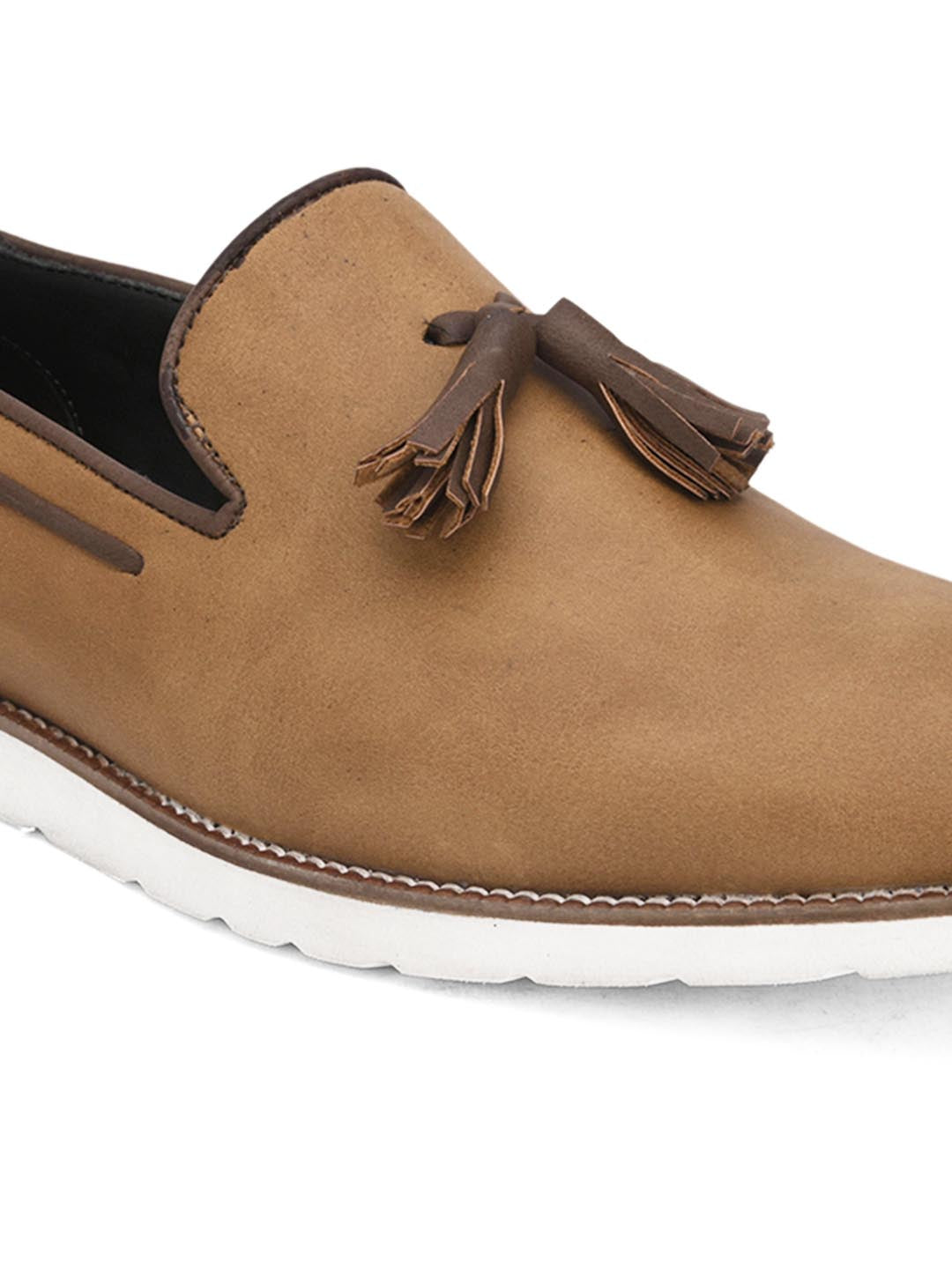Hydes N Hues Men Brown Solid Casual Tassels Slip-Ons