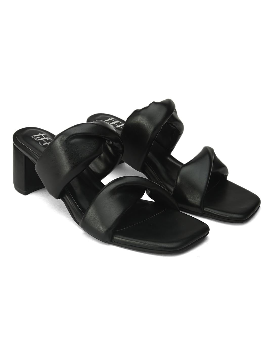 Hydes N Hues Twisted Upper Black Block Heels