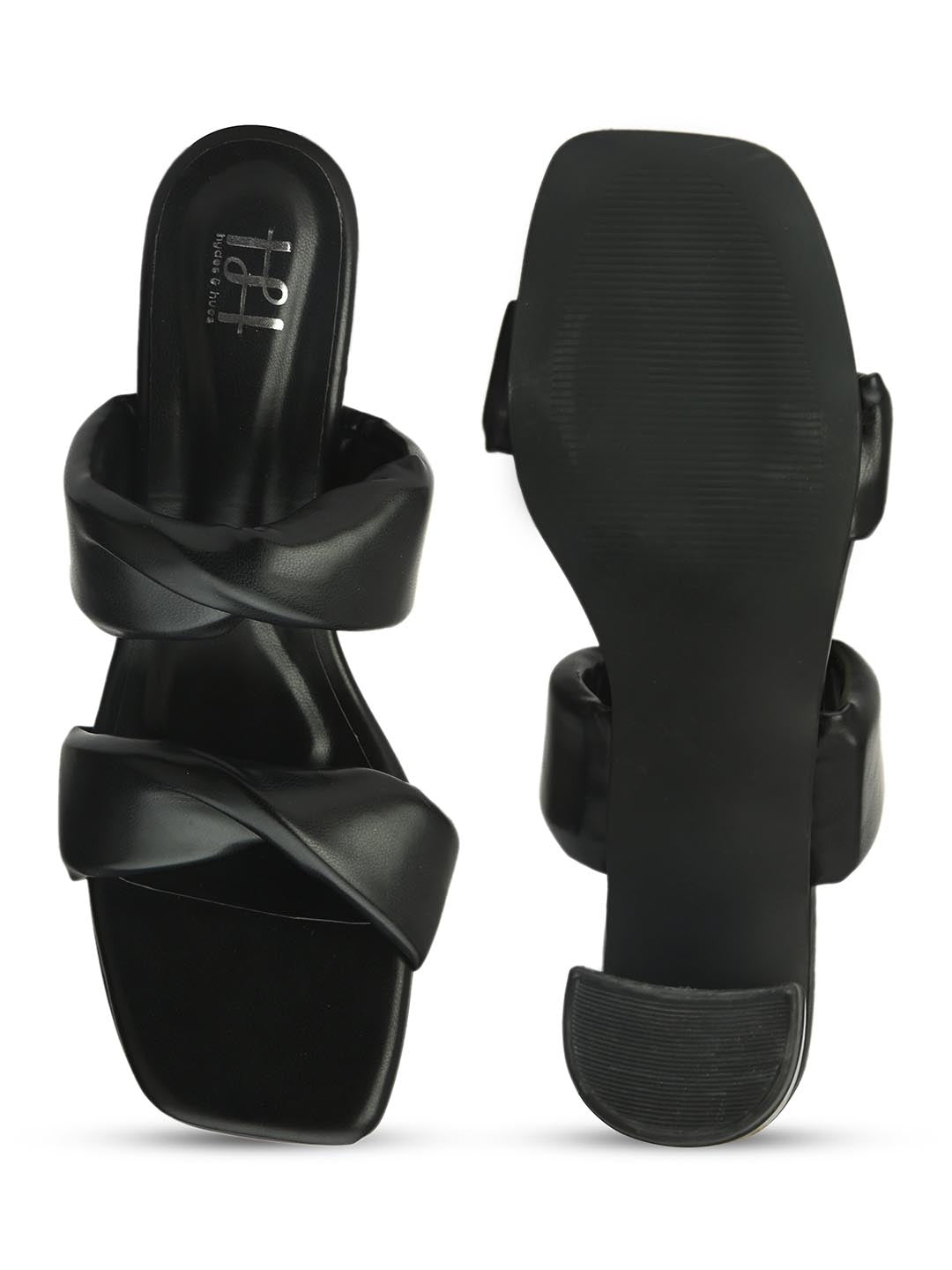 Hydes N Hues Twisted Upper Black Block Heels