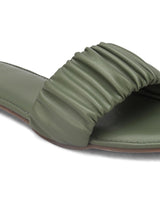 Hydes N Hues Women Olive Green Solid Slip-On Flats