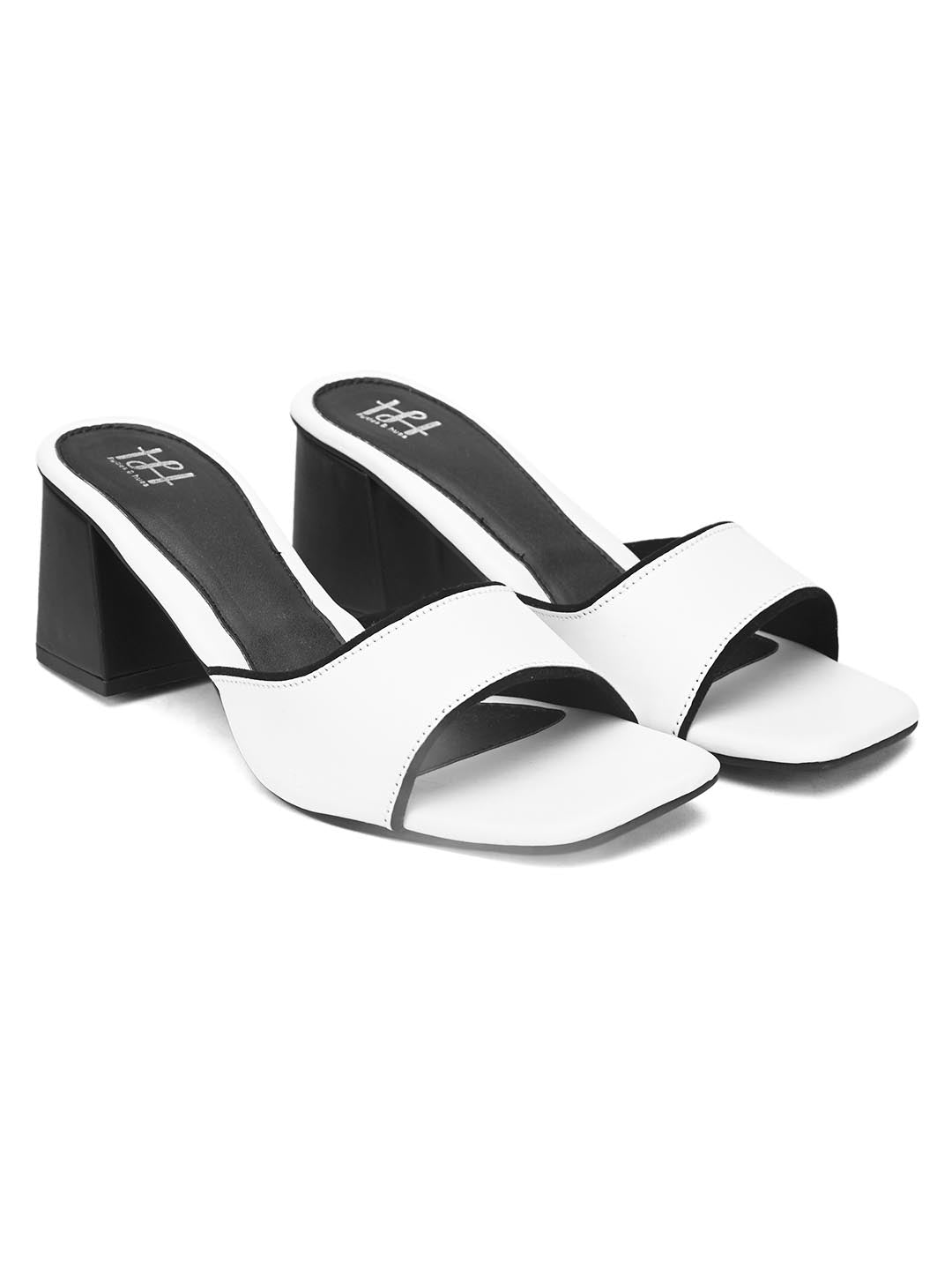 Hydes N Hues White Solid Block Heels