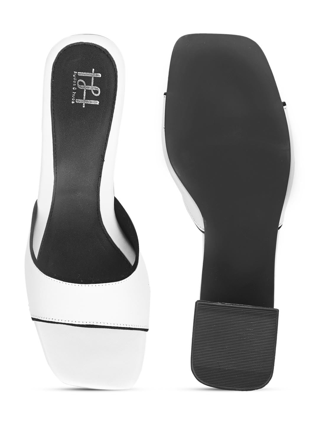 Hydes N Hues White Solid Block Heels