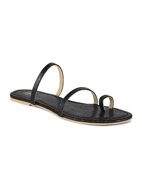 Hydes N Hues Black Flat Sandal For Women