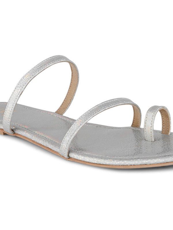 Hydes N Hues Silver Flat Sandal For Women