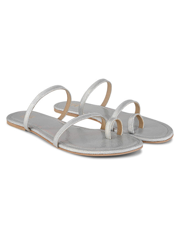 Hydes N Hues Silver Flat Sandal For Women