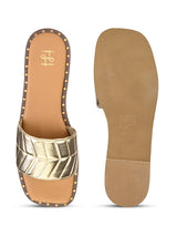Hydes N Hues Golden Flat Sandal For Women