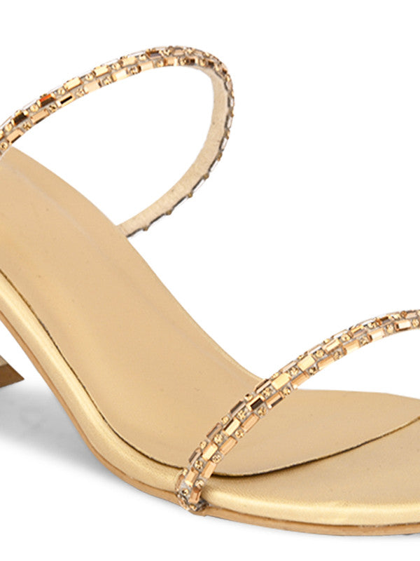 Hydes N Hues Golden Heel Sandal For Women