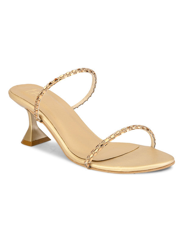 Hydes N Hues Golden Heel Sandal For Women