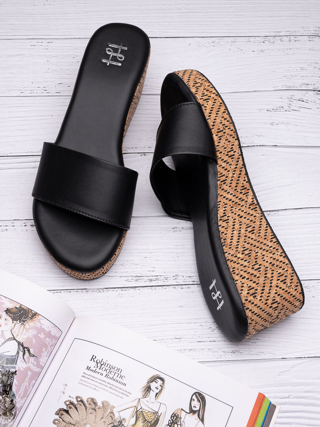 Hydes N Hues Black Wedge Heels